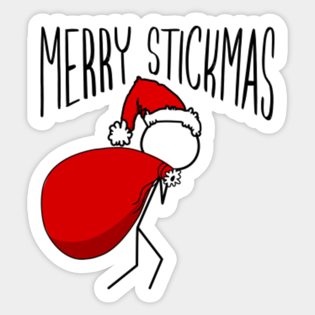 Merry Stickmas Santa Stickman Christmas Christmas Sticker TeePublic